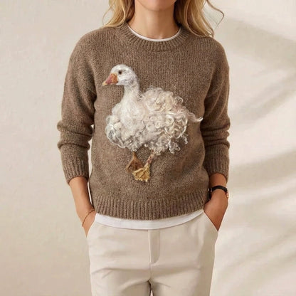 Nadine – Knit Jumper with Goose Motif