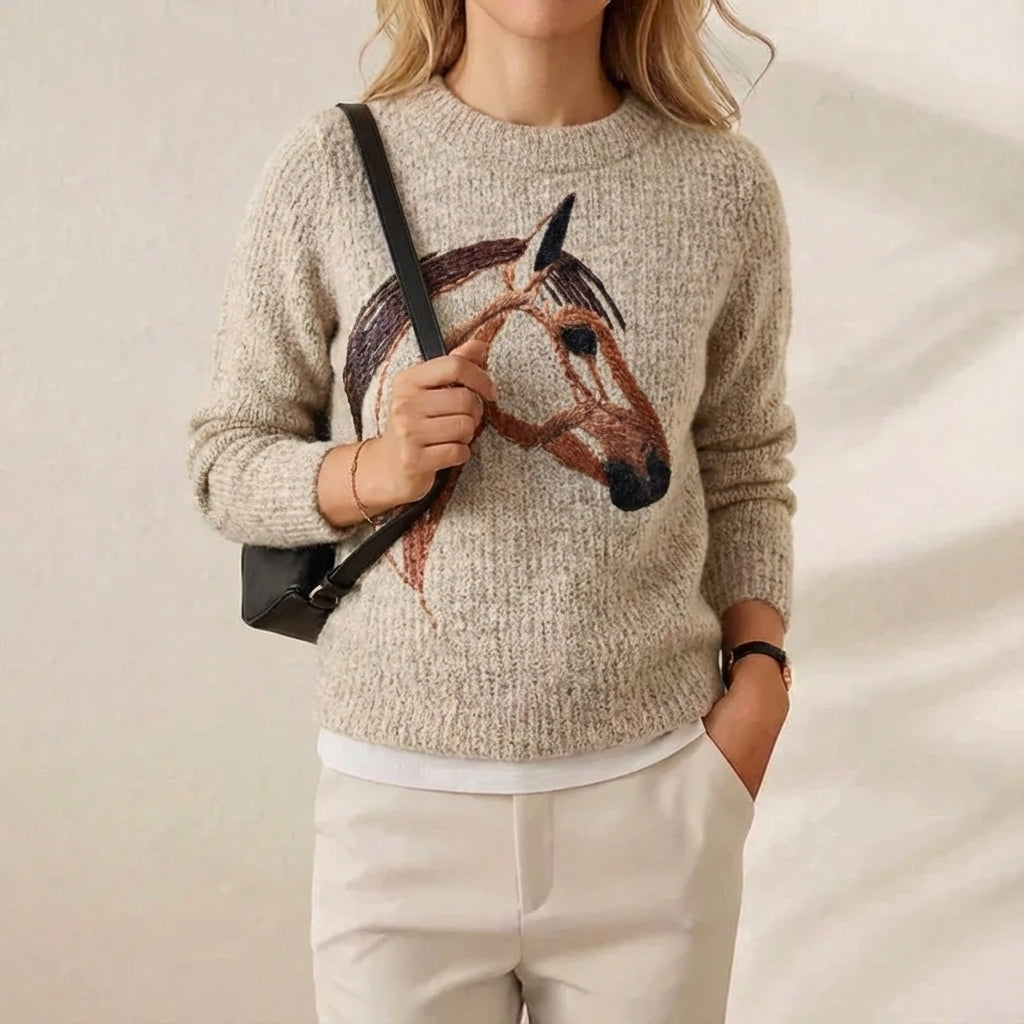 Loretta – Knit Jumper with Horse Embroidery
