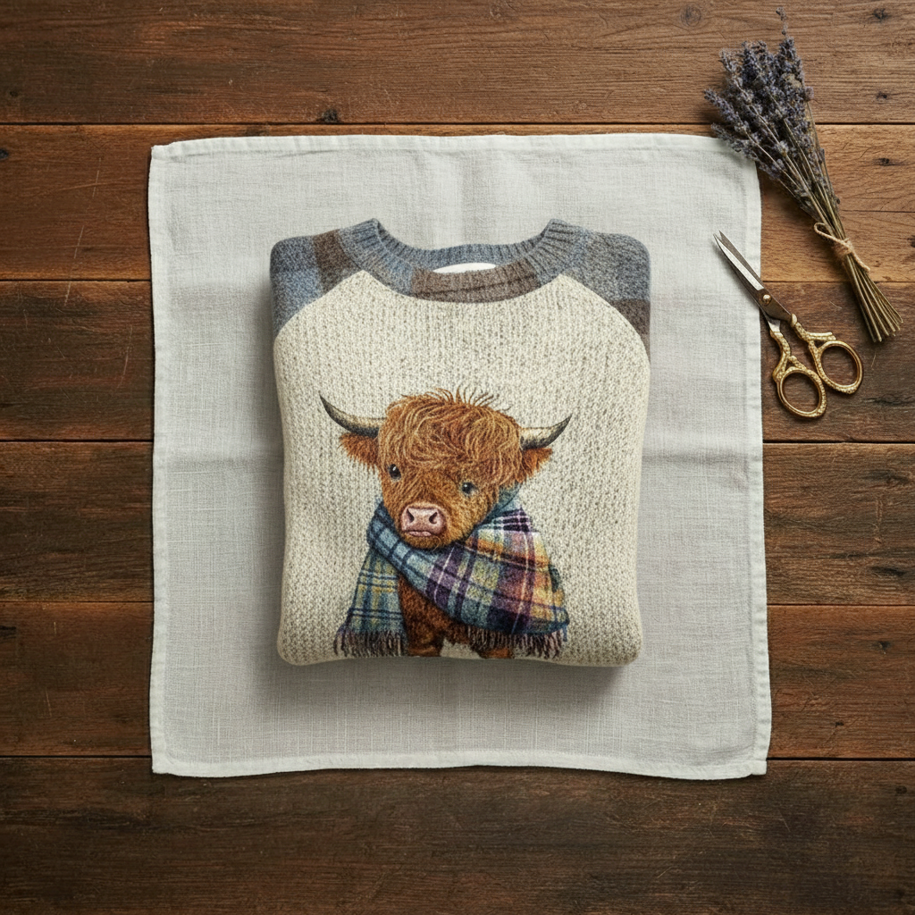 Tanya – Highland Cow Graphic Knit Jumper