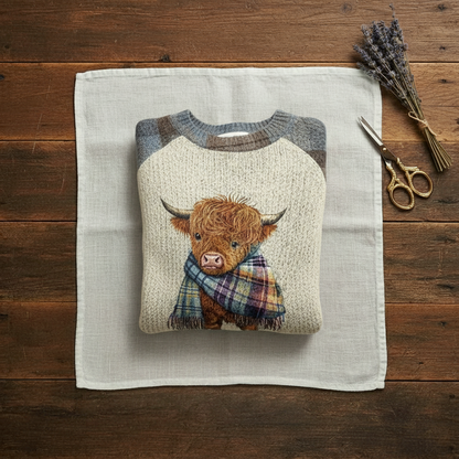 Tanya – Highland Cow Graphic Knit Jumper