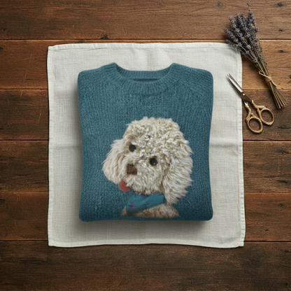 Judith – Knit Jumper with Fluffy Dog Motif
