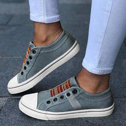 Veronica – Slip-On Canvas Sneakers with Stripe Detail