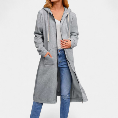 Tina – Relaxed Zip-Up Longline Hoodie