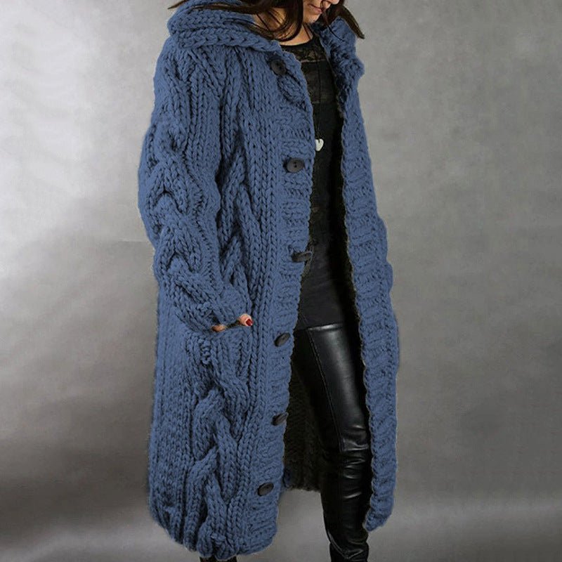 Ramona – Hooded Cable Knit Long Cardigan