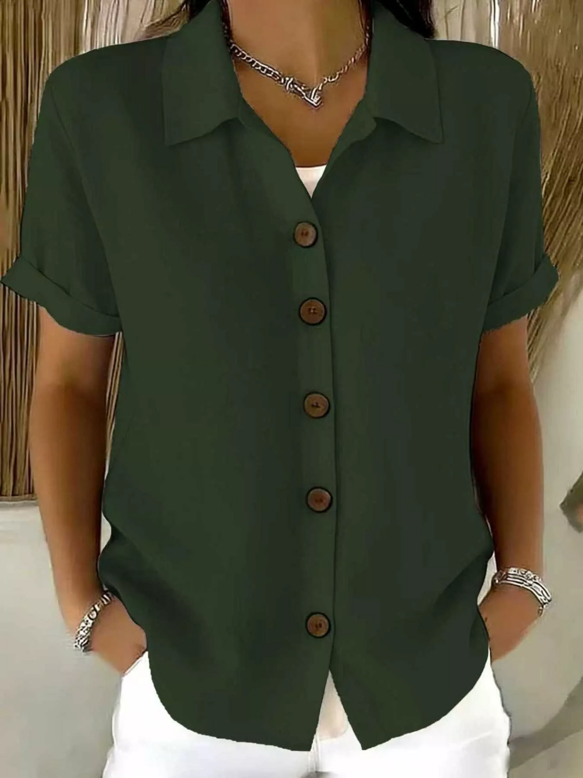 Melanie – Classic Button-Front Woven Shirt