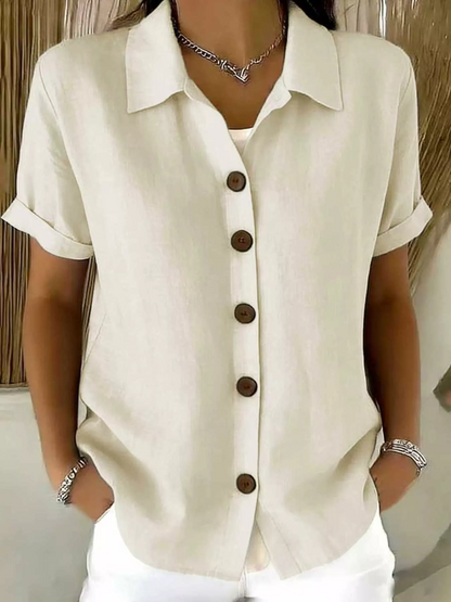 Melanie – Classic Button-Front Woven Shirt