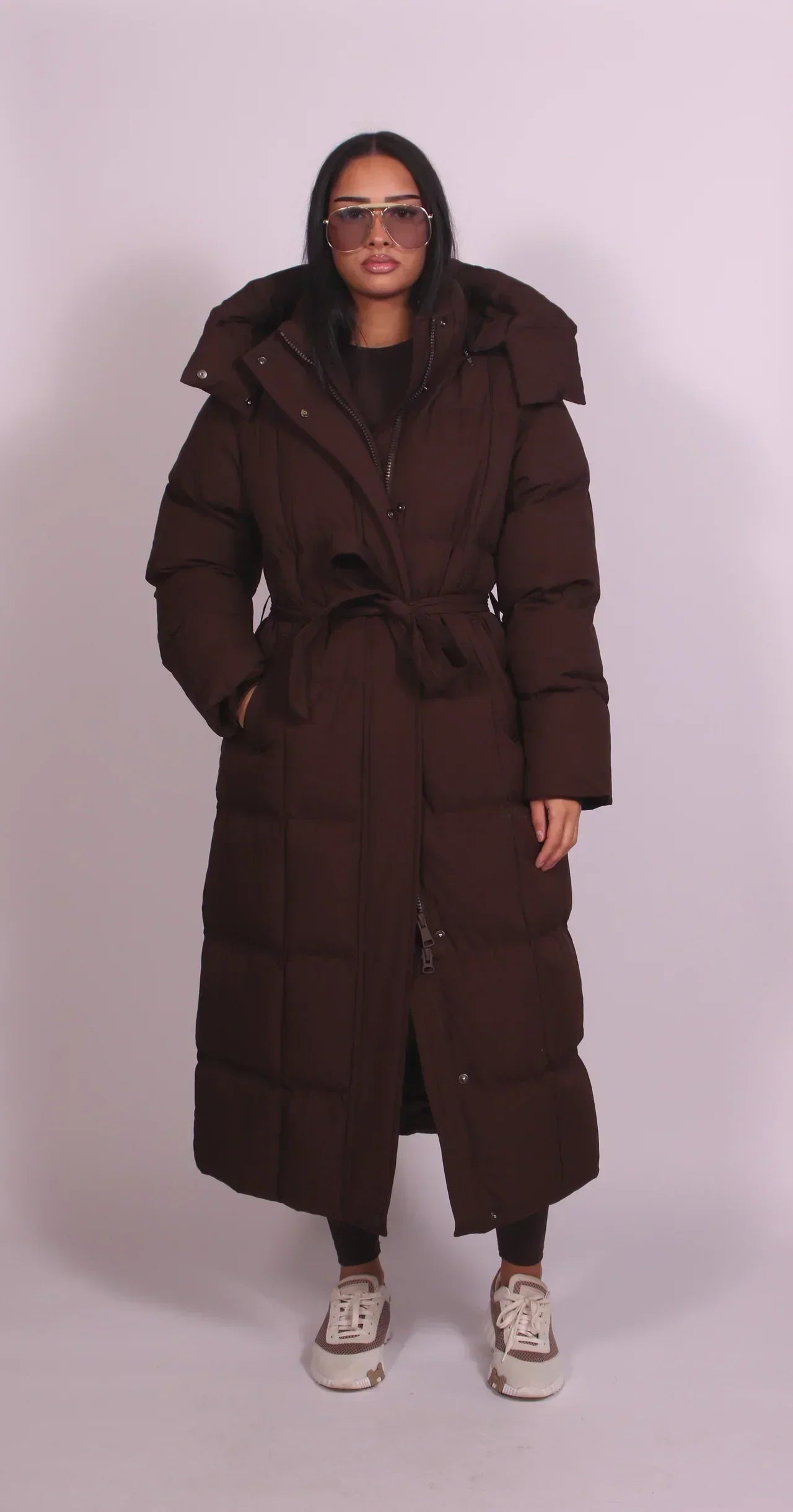 Janet – Maxi Puffer Coat with Belt and Hood