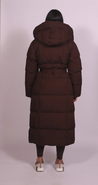 Janet – Maxi Puffer Coat with Belt and Hood