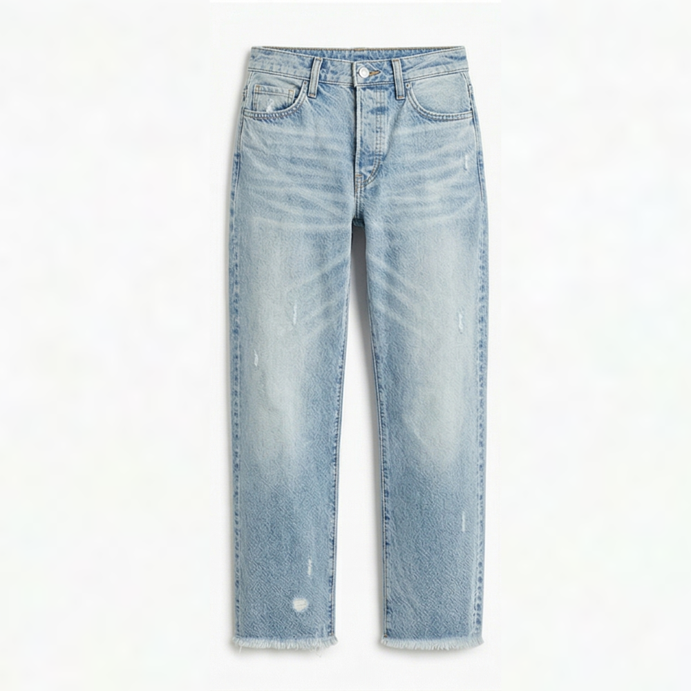 Wilma – Straight Leg Cropped Fringed Jeans
