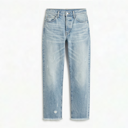 Wilma – Straight Leg Cropped Fringed Jeans