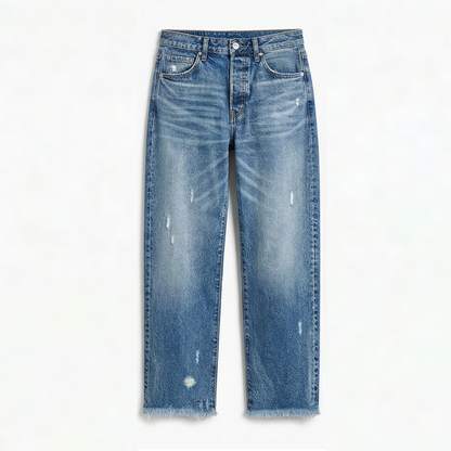 Wilma – Straight Leg Cropped Fringed Jeans
