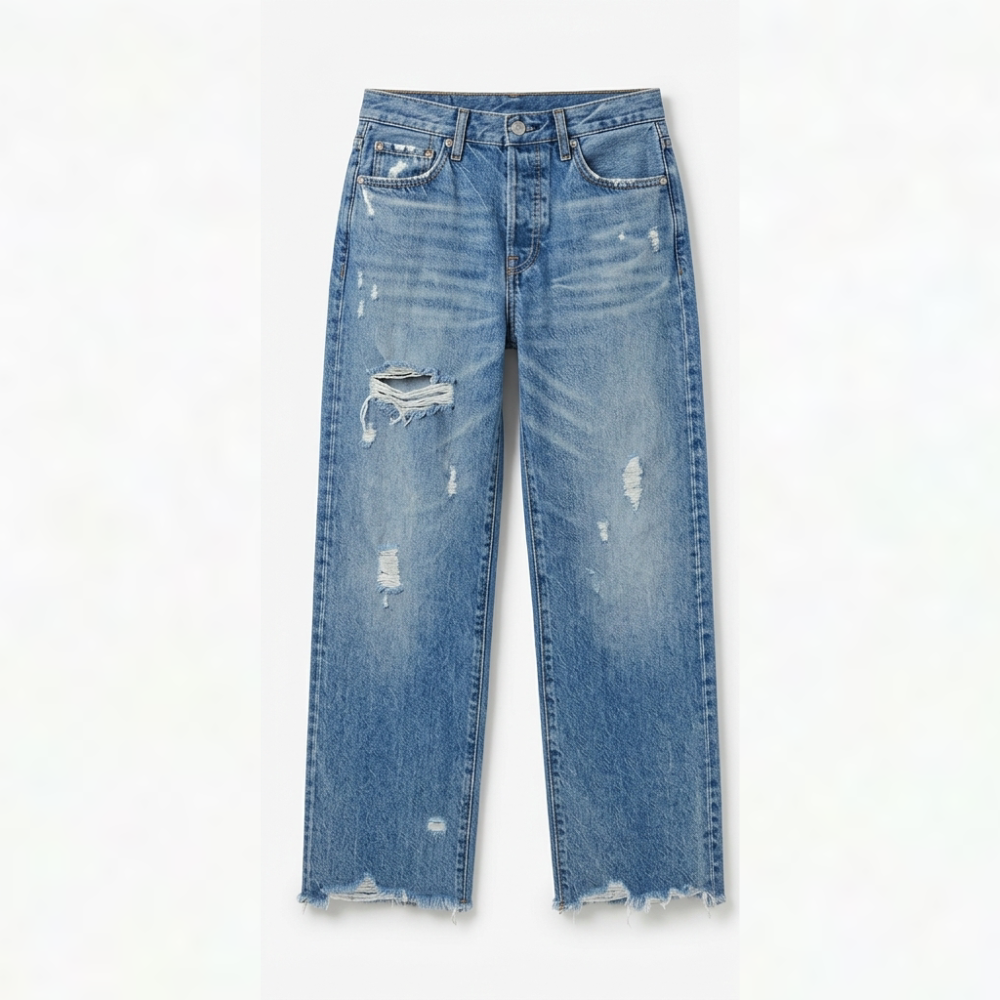 Wilma – Straight Leg Cropped Fringed Jeans