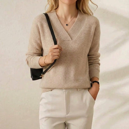 Nola – Ribbed V-Neck Knit Jumper