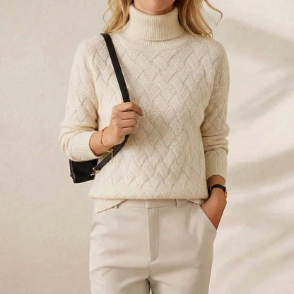 Teresa – Turtleneck Herringbone Knit Jumper