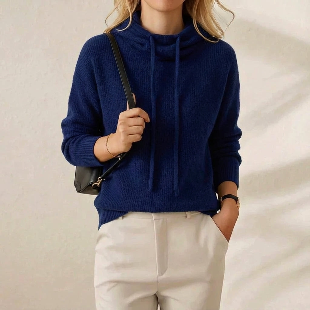 Mae – Cowl Neck Drawstring Knit Jumper