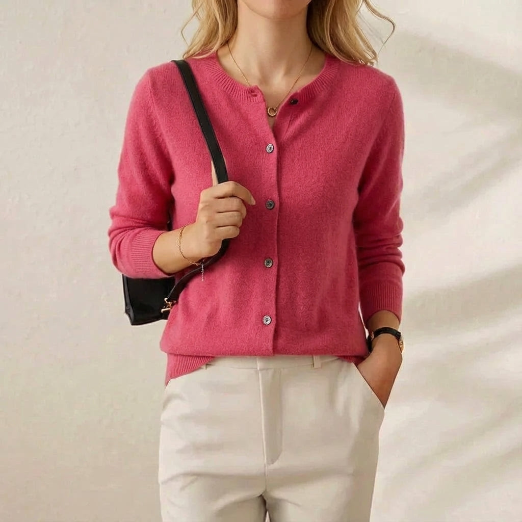 Cassandra – Crew Neck Button Knit Cardigan