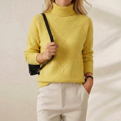 Mildred – Turtleneck Diamond Knit Jumper