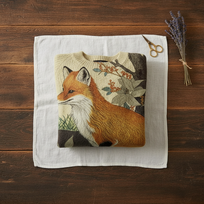 Mamie – Illustrated Fox Print Knit Jumper