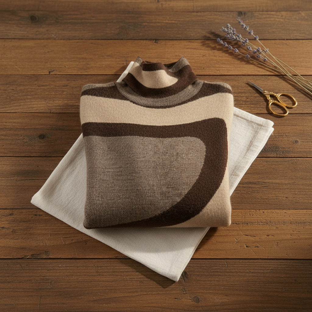Marjorie – Turtleneck Jumper with Abstract Swirl