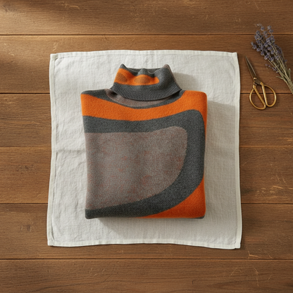 Marjorie – Turtleneck Jumper with Abstract Swirl