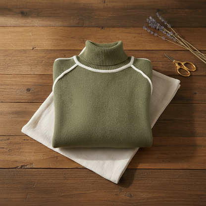 Angelique – Turtleneck Jumper with Contrast Stripe Detail