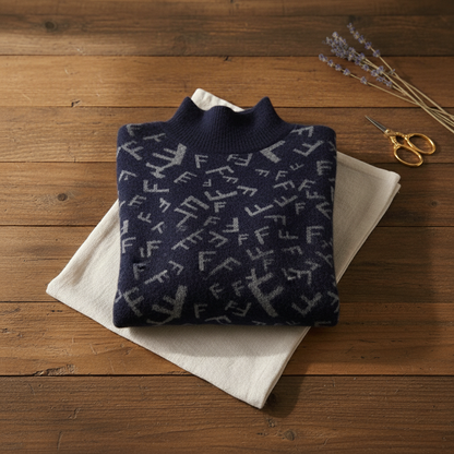 Jodi – Monogram Print Turtleneck Jumper