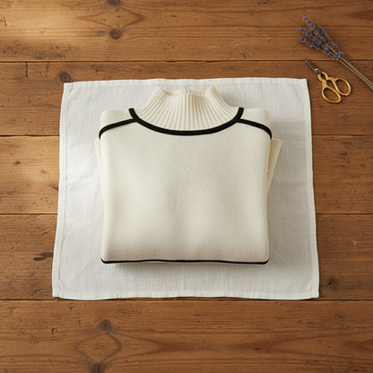 Rhonda – Turtleneck Knit Jumper with Contrast Trim