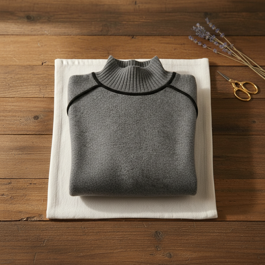 Rhonda – Turtleneck Knit Jumper with Contrast Trim