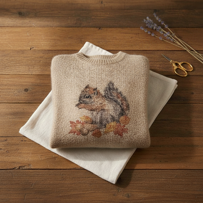 Sandra – Squirrel Autumn Print Knit Jumper