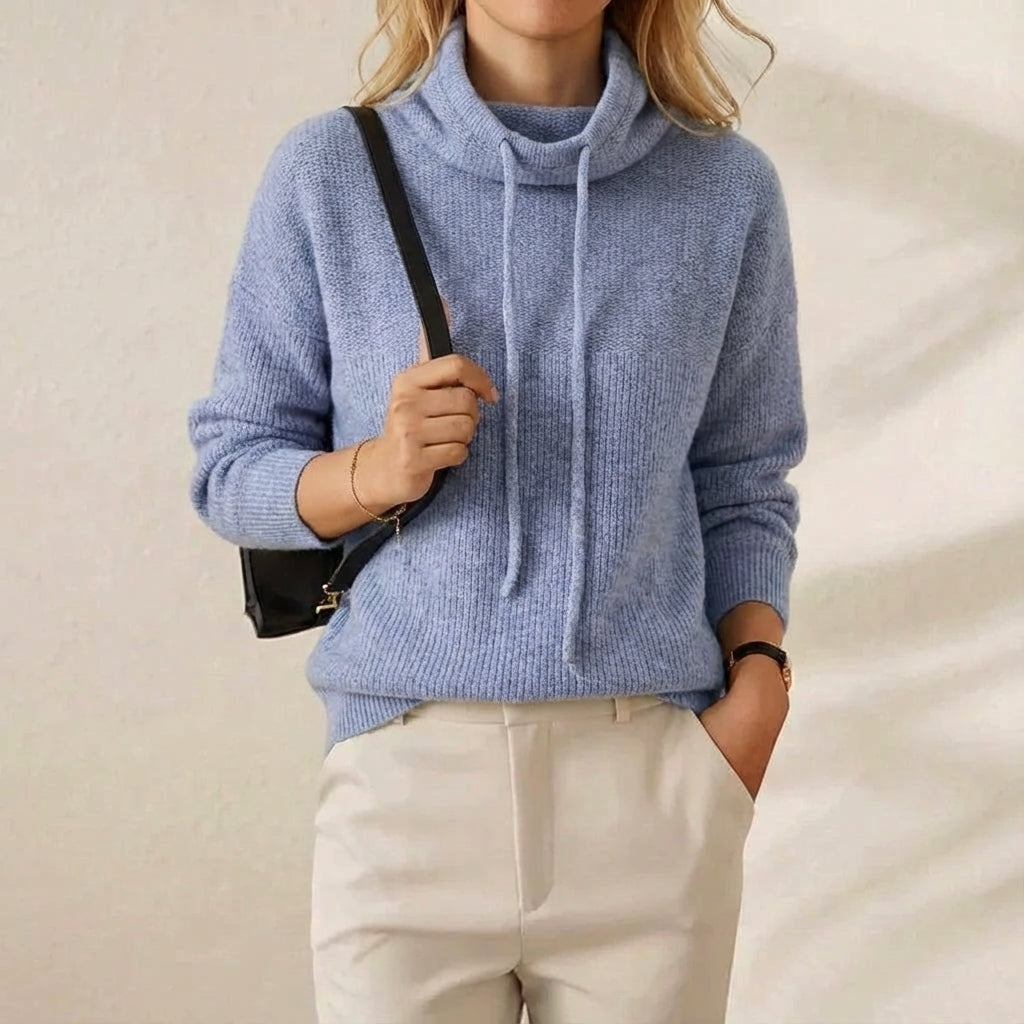 Mae – Cowl Neck Drawstring Knit Jumper