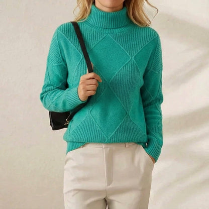 Mildred – Turtleneck Diamond Knit Jumper