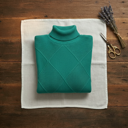 Mildred – Turtleneck Diamond Knit Jumper