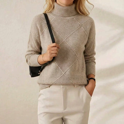 Mildred – Turtleneck Diamond Knit Jumper