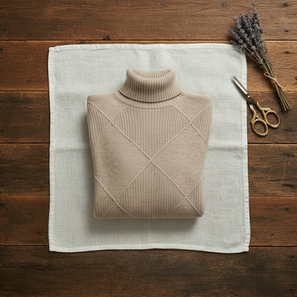 Mildred – Turtleneck Diamond Knit Jumper