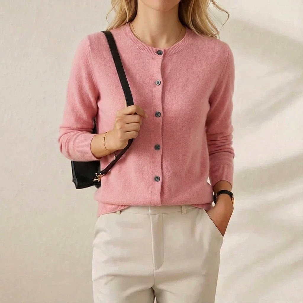 Cassandra – Crew Neck Button Knit Cardigan