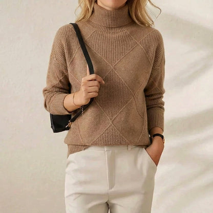 Mildred – Turtleneck Diamond Knit Jumper