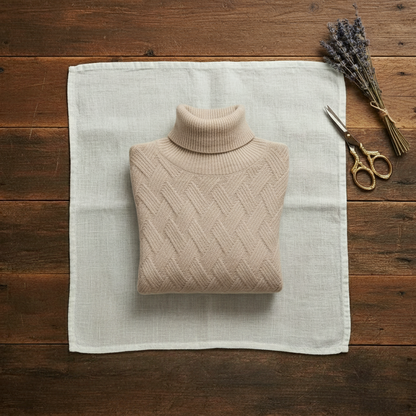 Teresa – Turtleneck Herringbone Knit Jumper