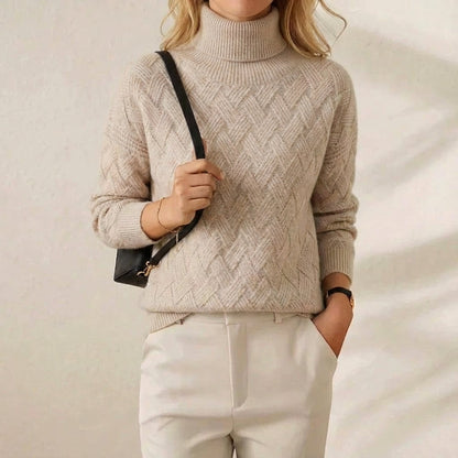Teresa – Turtleneck Herringbone Knit Jumper