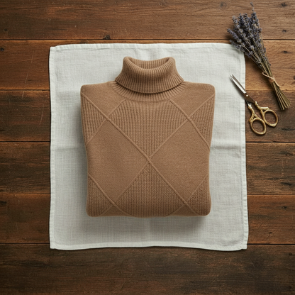 Mildred – Turtleneck Diamond Knit Jumper