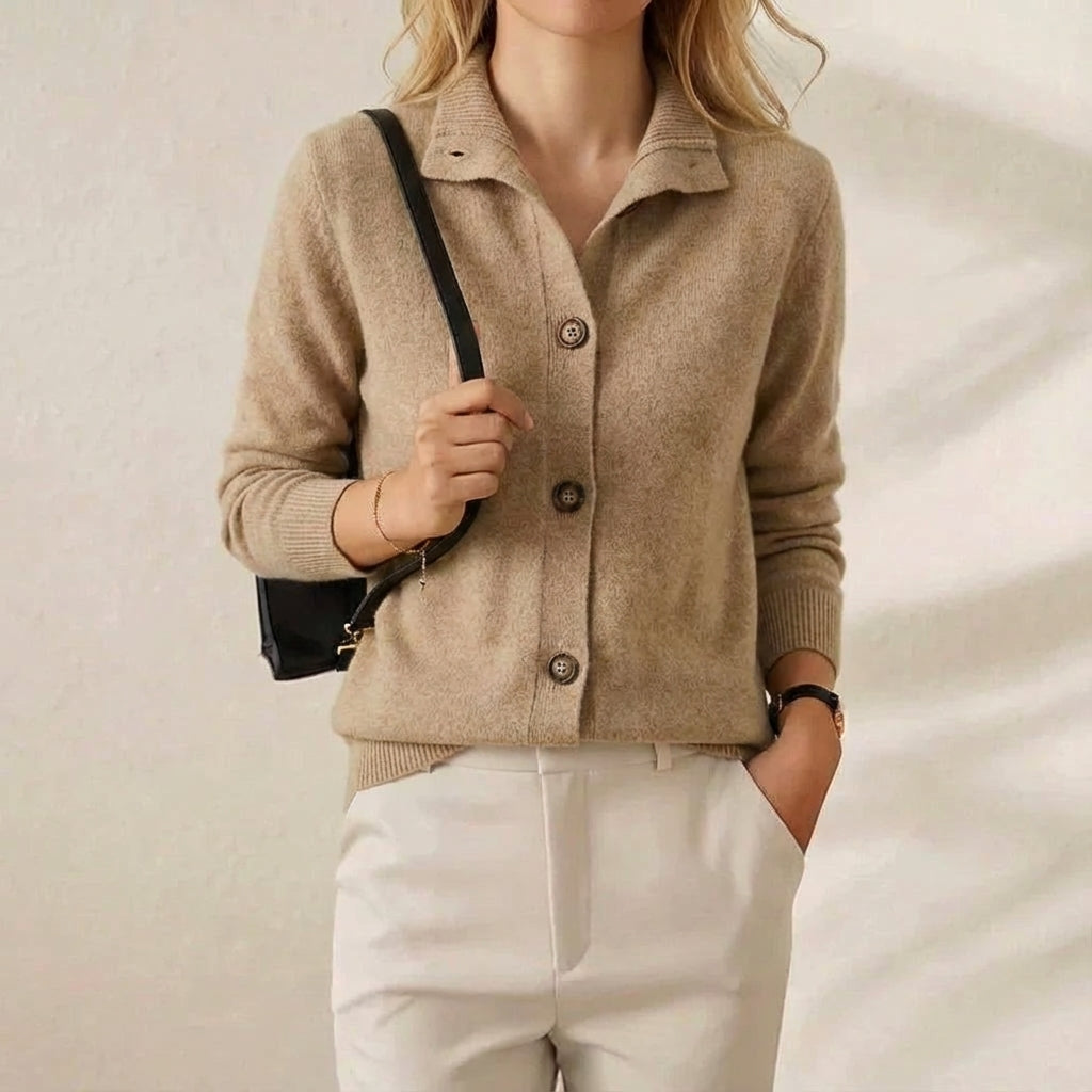 Blanche – Collared Button-Up Knit Cardigan