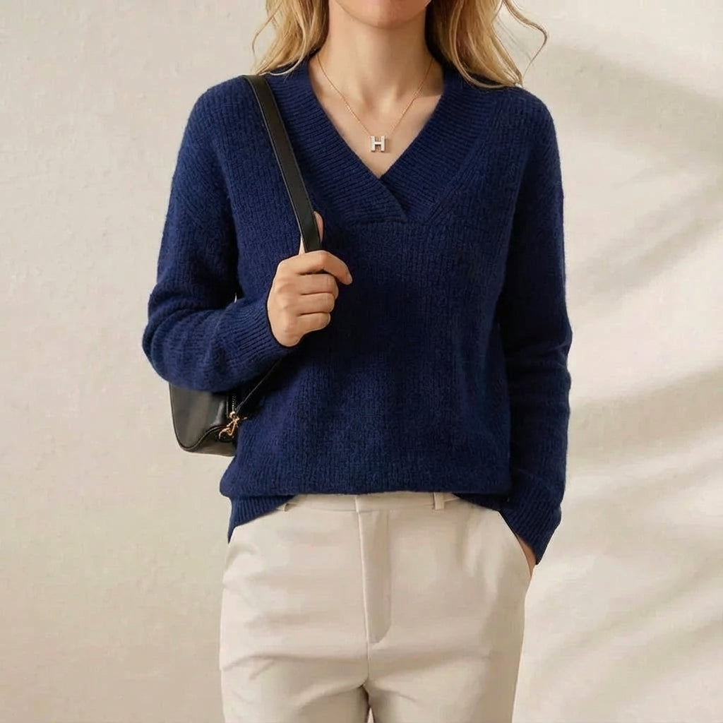 Nola – Ribbed V-Neck Knit Jumper