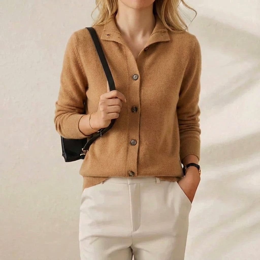Blanche – Collared Button-Up Knit Cardigan