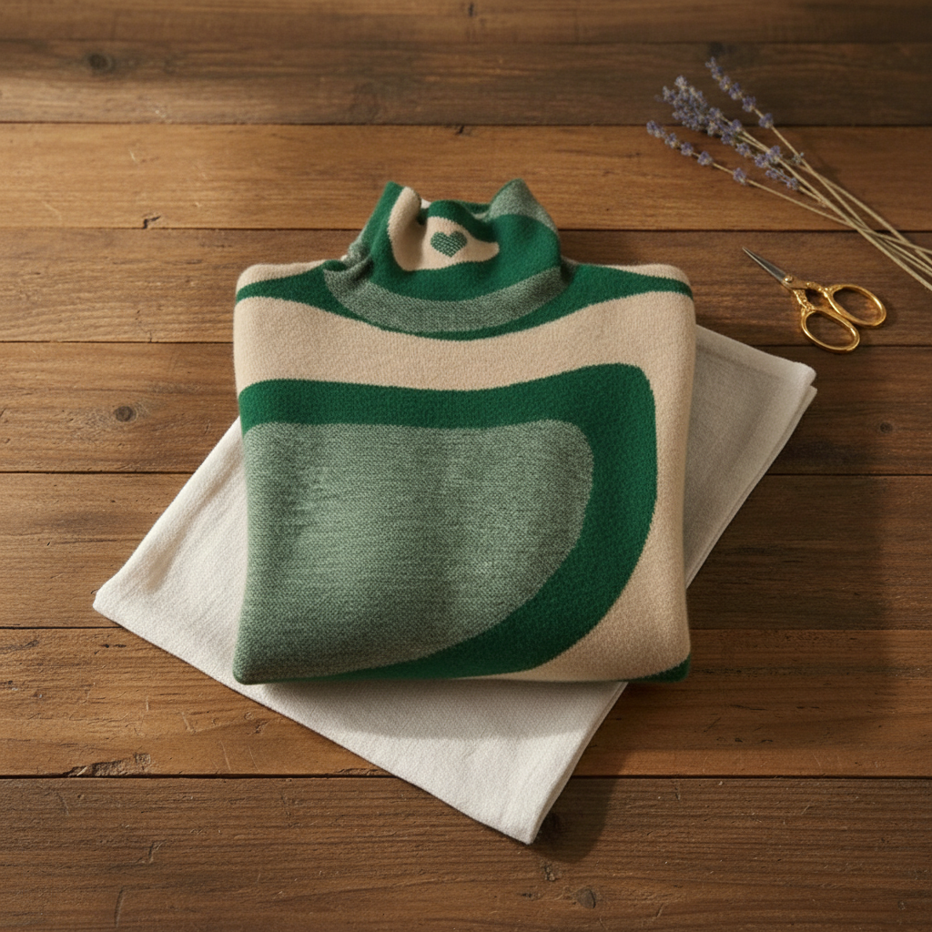 Marjorie – Turtleneck Jumper with Abstract Swirl