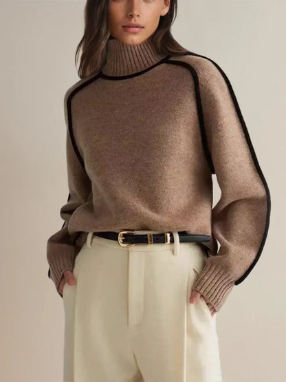 Amy – Contrast Piped Turtleneck Jumper