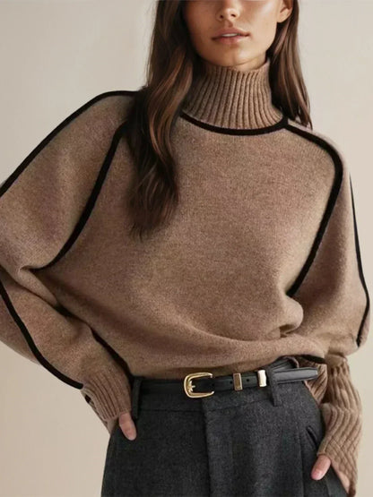 Amy – Contrast Piped Turtleneck Jumper