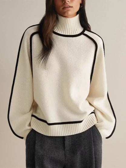 Amy – Contrast Piped Turtleneck Jumper