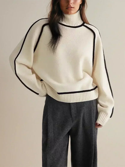 Amy – Contrast Piped Turtleneck Jumper