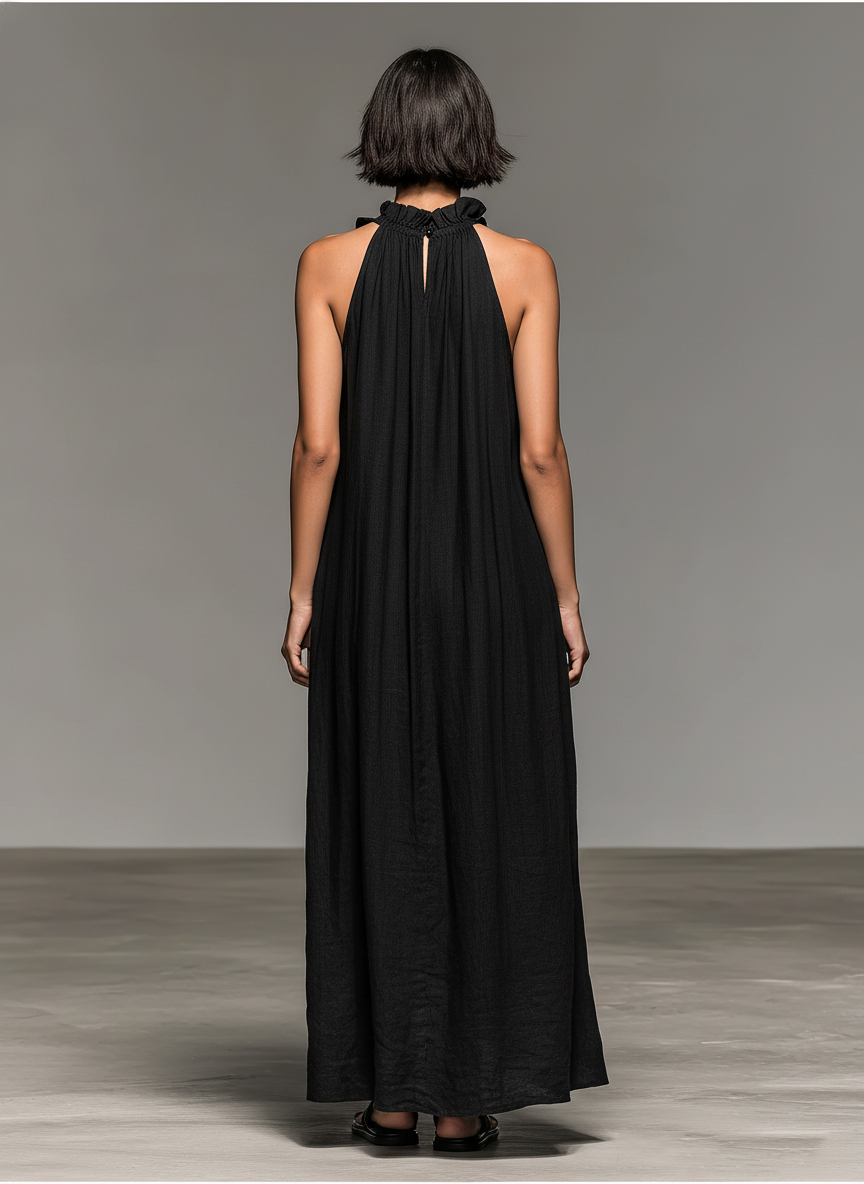 Gladys – Ruffle Halter Maxi Dress