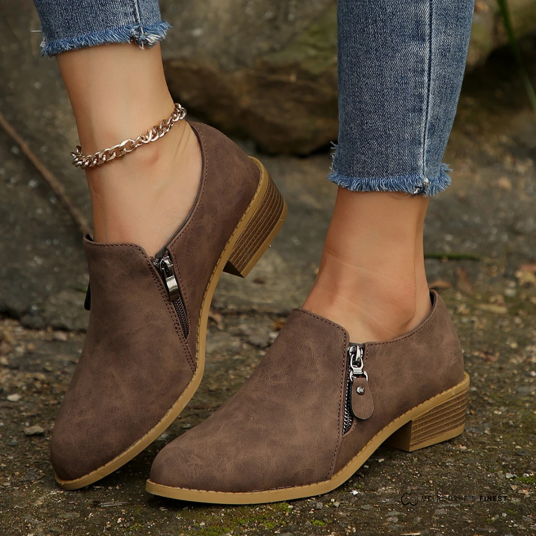 Tanya – Zip-Up Ankle Boots with Block Heel