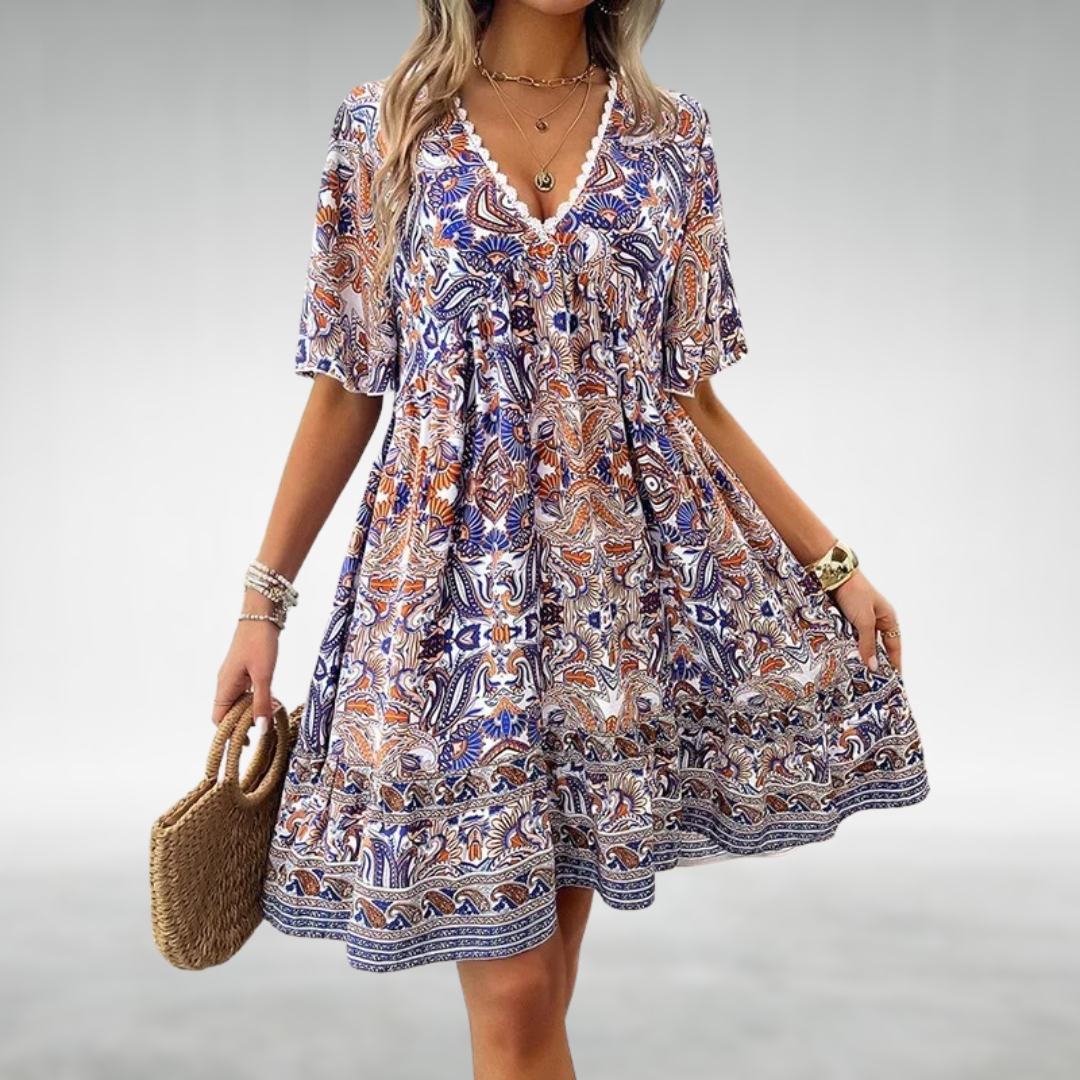 Susan – Paisley Print Boho Mini Dress